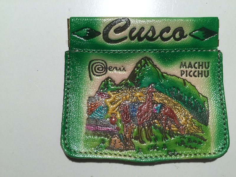 Colorful Peruvian Shrapnel Coin/Pouch-Green - Coin Purses - Genuine Leather Green