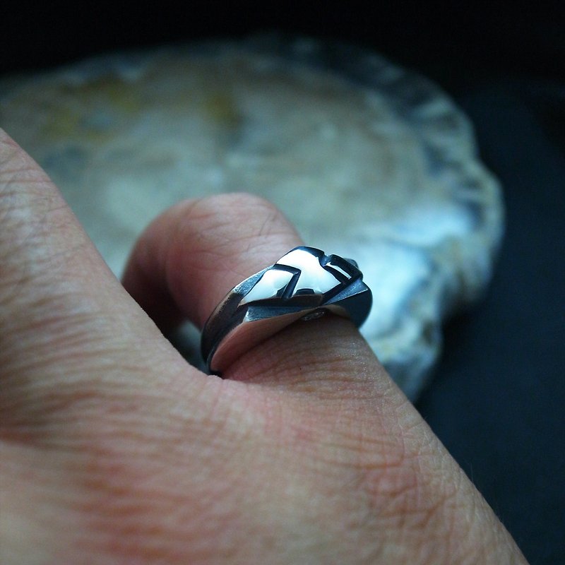Neng Shen series [Athena] sterling silver ring (white diamond Greek mythology patron saint constellation/tail ring pair) - แหวนทั่วไป - เงินแท้ สีเงิน