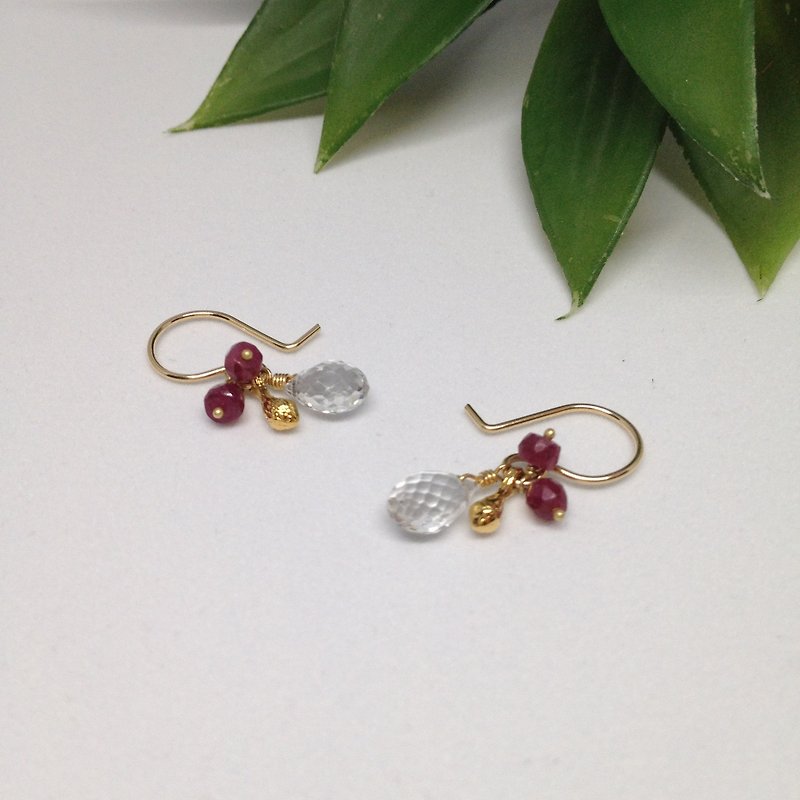 Birthstone Series: ruby ​​seed water drop earrings | CWHJ - Earrings & Clip-ons - Paper Red