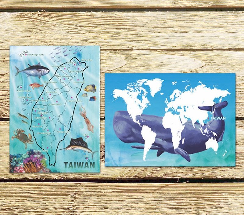 Seafood Taiwan + Ocean Taiwan postcard set (two entries) - การ์ด/โปสการ์ด - กระดาษ 