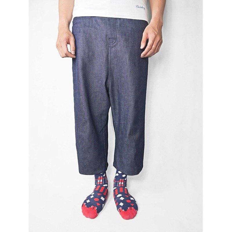 Chainloop低檔牛仔寬褲 - กางเกงขายาว - ผ้าฝ้าย/ผ้าลินิน สีน้ำเงิน