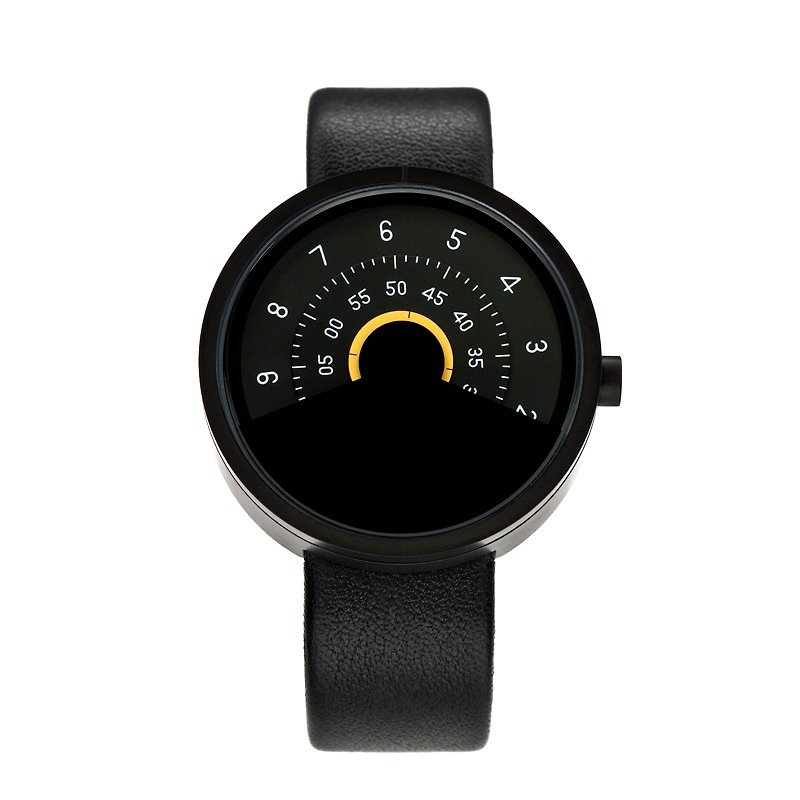 ANICORNミニマルなデザイン - ファッションダイヤル機械式時計（イエロー+ブラックChungangマット）シリーズ000-BY - 腕時計 - 金属 ブラック