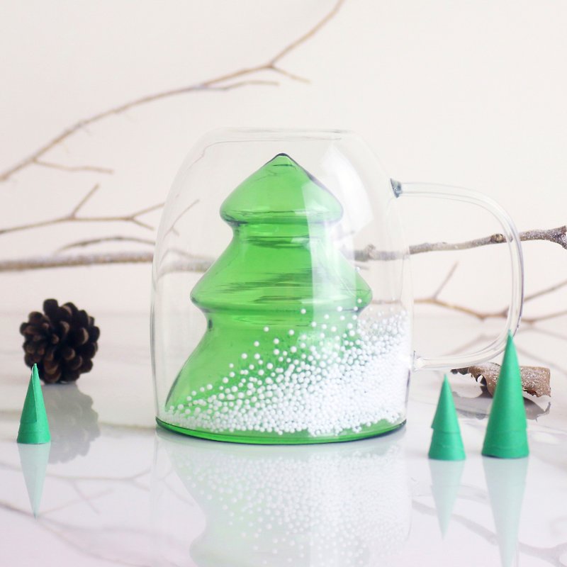Christmas Cup double - Snow - แก้วมัค/แก้วกาแฟ - แก้ว สีเขียว