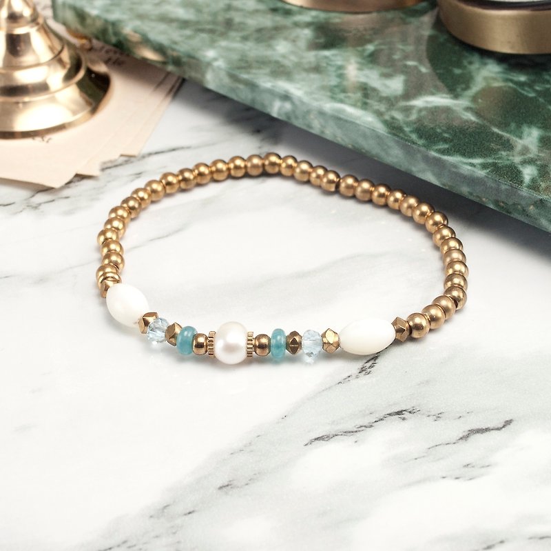 // La Don // [Flexible brass bracelet - white sugar] - Bracelets - Other Metals Gold