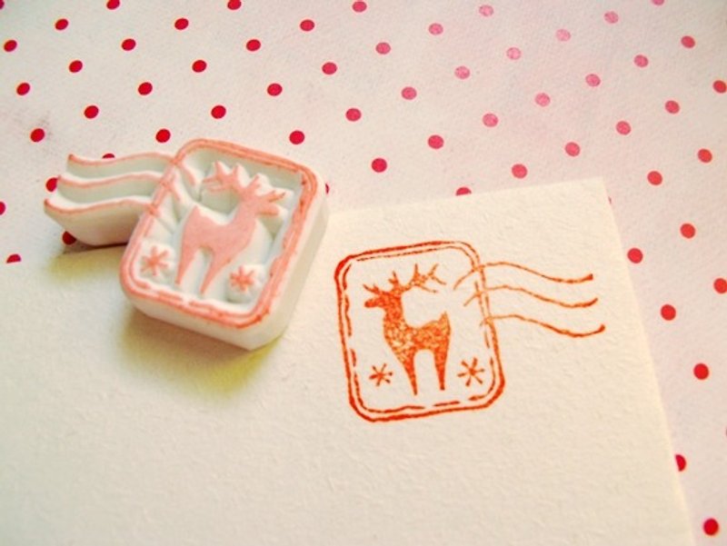 Apu handmade chapter Christmas style chic elk square postmark stamp hand account stamp - ตราปั๊ม/สแตมป์/หมึก - ยาง 