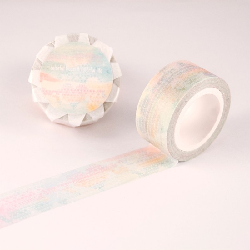 Washi Tape - Colorful Heart【Yellow-Olivine】 - Washi Tape - Paper Multicolor