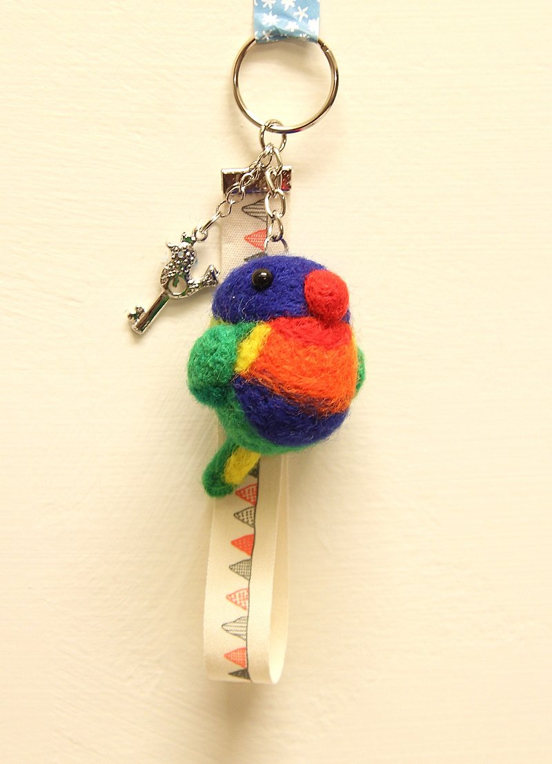 Rolia's 手作 澳洲彩紅吸蜜鸚鵡羊毛氈 吊飾 (可訂製) - 鑰匙圈/鑰匙包 - 羊毛 多色