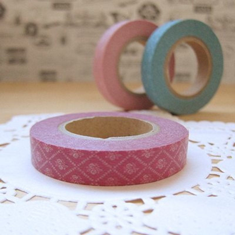 Marks Masking Tape 和紙膠帶-單捲 碎花鈕釦款(MKTS-108 花紋-桃紅) - มาสกิ้งเทป - กระดาษ สึชมพู