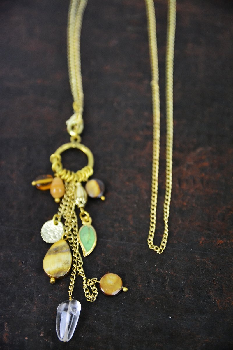 Glass + Brass + enamel necklace _ fair trade - สร้อยคอ - แก้ว สีทอง
