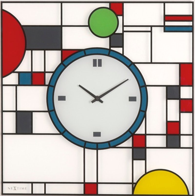 NeXtime -Frank geometry clock - Clocks - Glass Multicolor