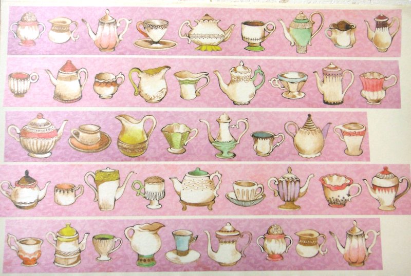Tea cups paper tape single sale Field (purple gradient pink) - Washi Tape - Paper 