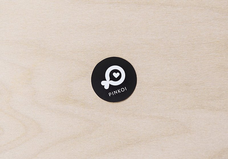 Pinkoi Fish Small Round Sticker (Black) - Stickers - Paper Black