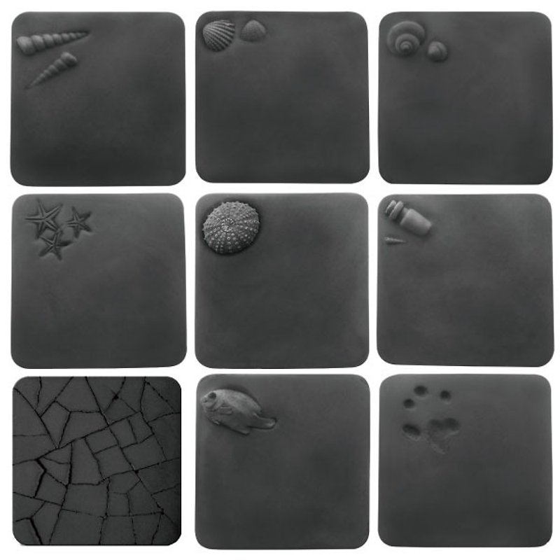 KALKI'D pro- Cement absorbent coaster full series of nine classics-hidden version shipped randomly (black) - ที่รองแก้ว - ปูน สีดำ