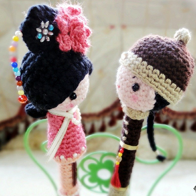 "Hand-made woolen yarn" ♥Chinese style (Gege Age style) ♥Styling signature pair pen (customized exclusive custom store) - Stuffed Dolls & Figurines - Other Materials Red