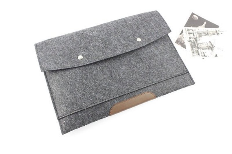 Original handmade dark gray blankets Apple computer protective sleeve blanket kit MacBook Pro 13-inch laptop bag computer bag MacBook Pro 13.3 (can be tailored) - ZMY039DG13P - Tablet & Laptop Cases - Other Materials 