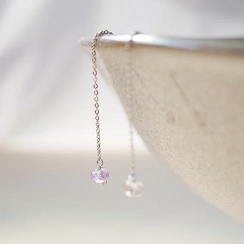 Natural Gemstone amethyst sterling silver earrings - Earrings & Clip-ons - Crystal Purple