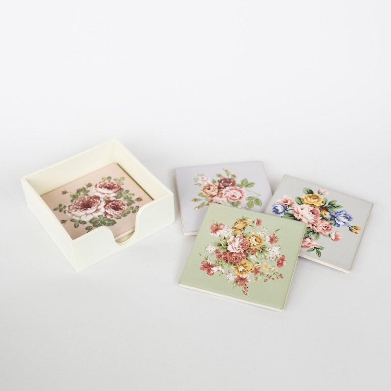 OOPSY Life-Country Rose Porcelain Coaster Set-RJB - Coasters - Other Materials Multicolor