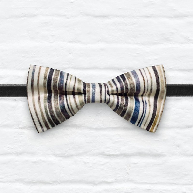 Style H0056 古彩條紋 印花 系列 領結 vintage vertical stripe pattern bowtie - 頸圈項鍊 - 其他材質 多色