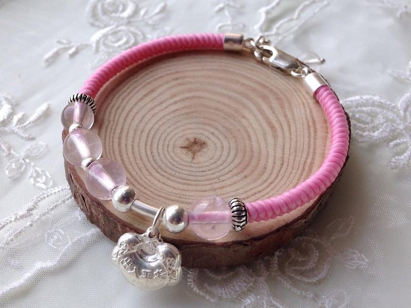 Powder crystal safe lock diamond knot hand rope (custom) - Bracelets - Other Materials Pink