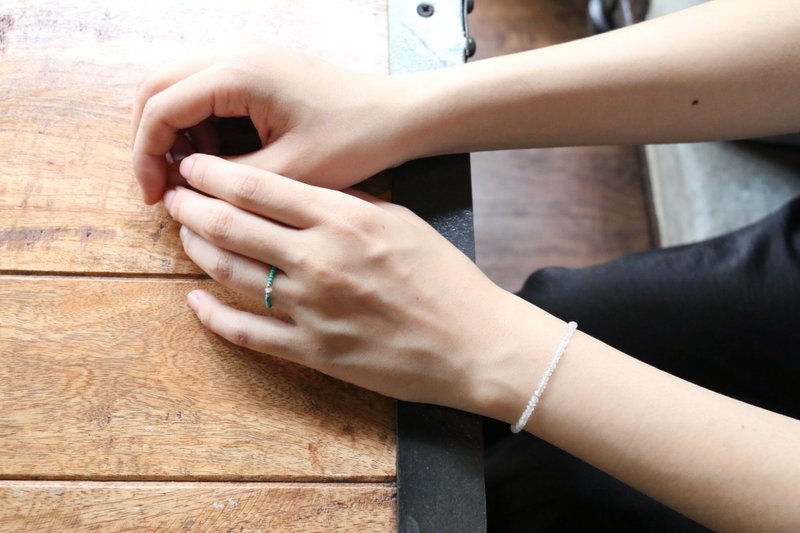 < ☞ HAND IN HAND ☜ > turquoise Poseidon natural stone ring (0648) - แหวนทั่วไป - เครื่องเพชรพลอย สีเขียว