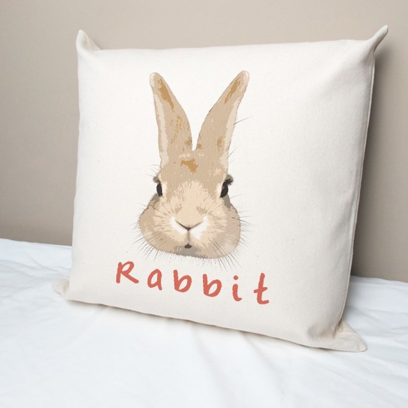 Small Meng rabbit cotton canvas pillow - Pillows & Cushions - Cotton & Hemp 