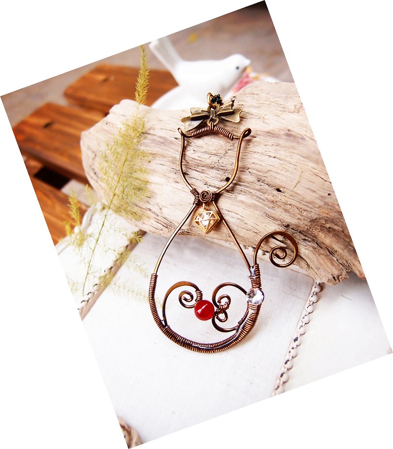 "DODOWU jewelry hand-made light" [meow long chain ※ handmade diamond wire creation] - สร้อยคอ - เครื่องเพชรพลอย สีแดง