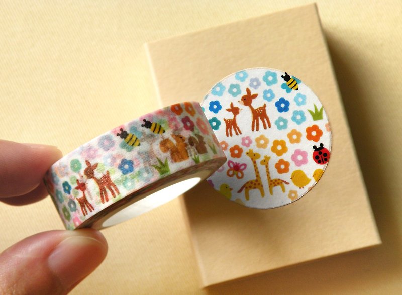 Giraffe and Deer in Jungle Decorative Paper Tape - Washi Tape - Waterproof Material Multicolor