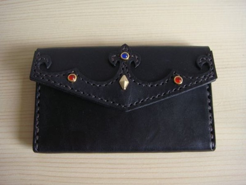 [ISSIS] Kuroshio Emperor Edition Royal Iris Crown Shape Business Card Holder - Folders & Binders - Genuine Leather Black