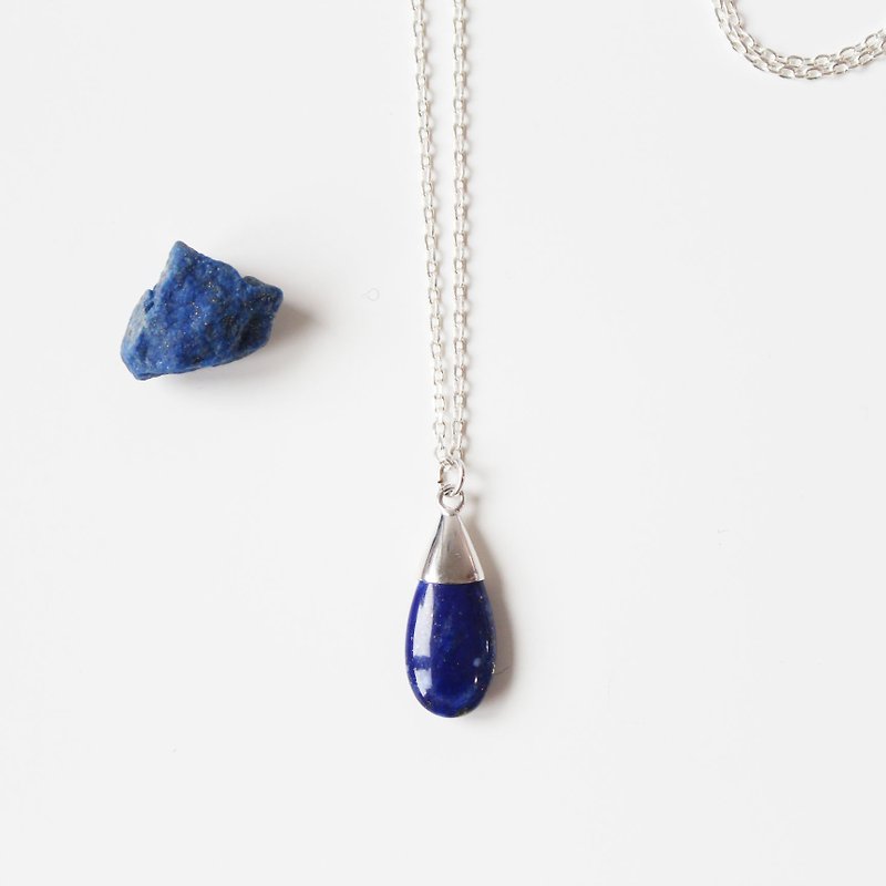 【SEPTEMBER 9-birthstone-Lapis lazuli】sterling silver necklace - สร้อยคอยาว - เครื่องเพชรพลอย สีน้ำเงิน