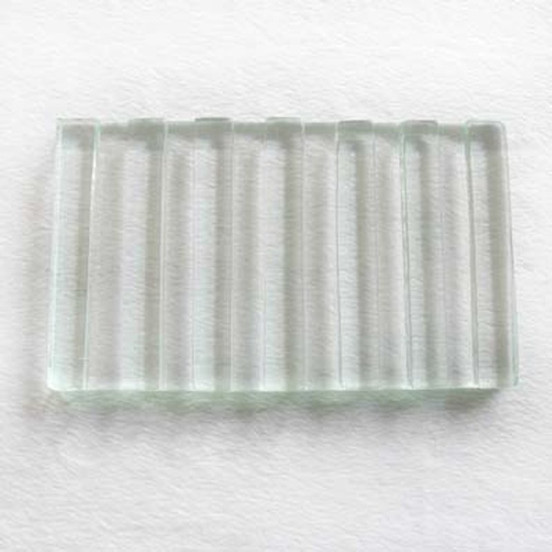 Fine Straight Pattern Glass Soap Tray (Transparent) - Items for Display - Glass Transparent