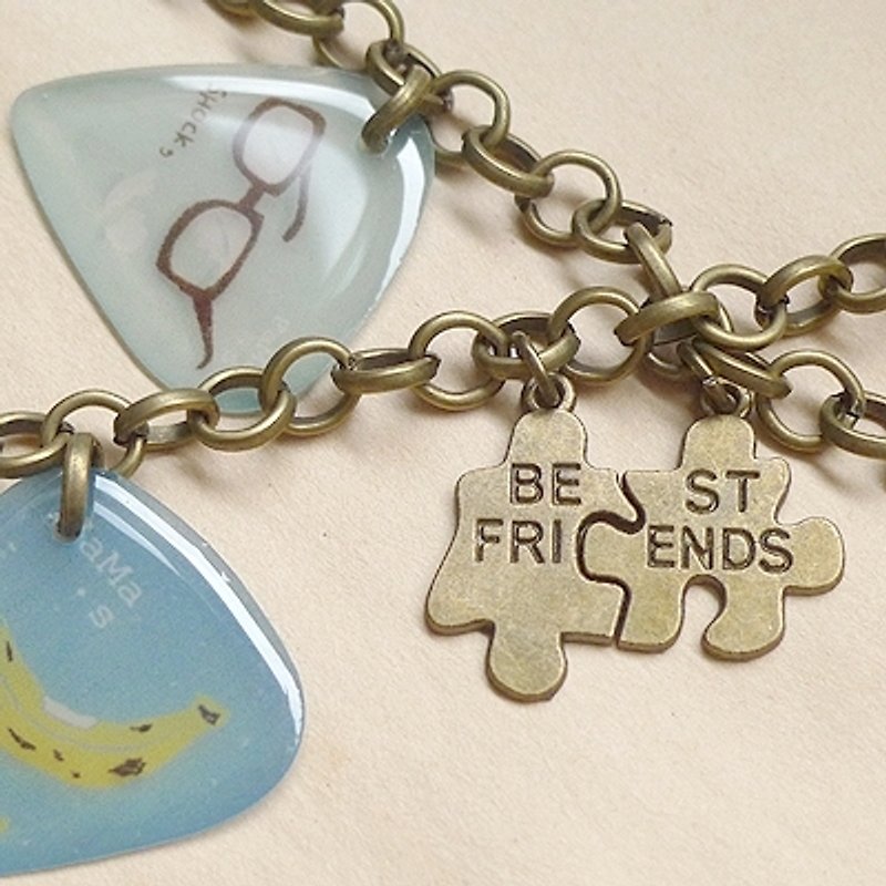 FaMa‧s Pick guitar shrapnel -Best friend puzzle bracelet group (two) - Bracelets - Other Materials Brown