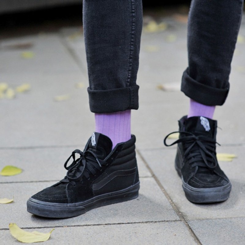 GREEN BLISS Organic cotton socks - [plain embossed] Mediterranean Lavender Purple lavender violet stockings (male / female) - ถุงเท้า - ผ้าฝ้าย/ผ้าลินิน สีม่วง