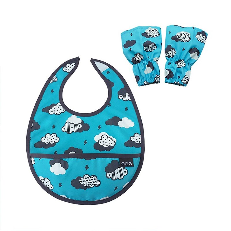 Baby bib sleeves set, Baby shower gift, waterproof bib, Blue - Bibs - Waterproof Material Blue