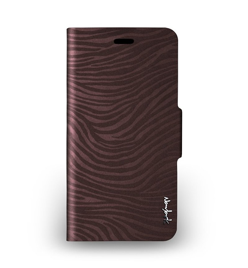 iPhone 6 Plus -The Zebra Series - zebra standing side lift the protective cover - bronze brown - เคส/ซองมือถือ - หนังแท้ สีนำ้ตาล