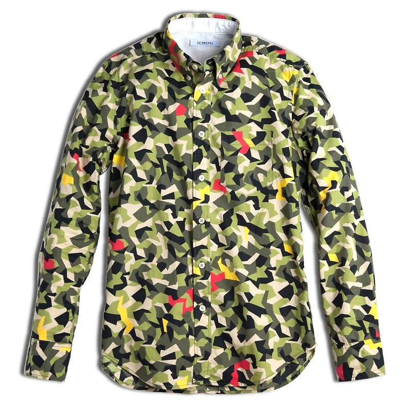 Japanese brands sold exclusively digital camouflage shirt ICHIMI- - เสื้อเชิ้ตผู้ชาย - วัสดุอื่นๆ สีเขียว