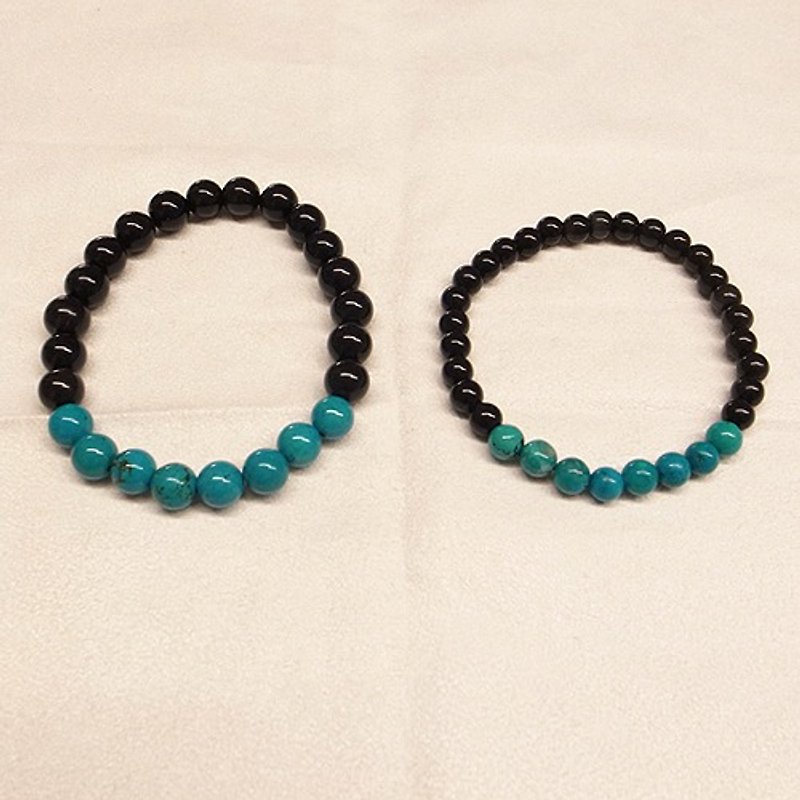 ☽ Qi Xi hand for ☽] [07221-8m obsidian with Teal turquoise series - Metalsmithing/Accessories - Other Materials Black