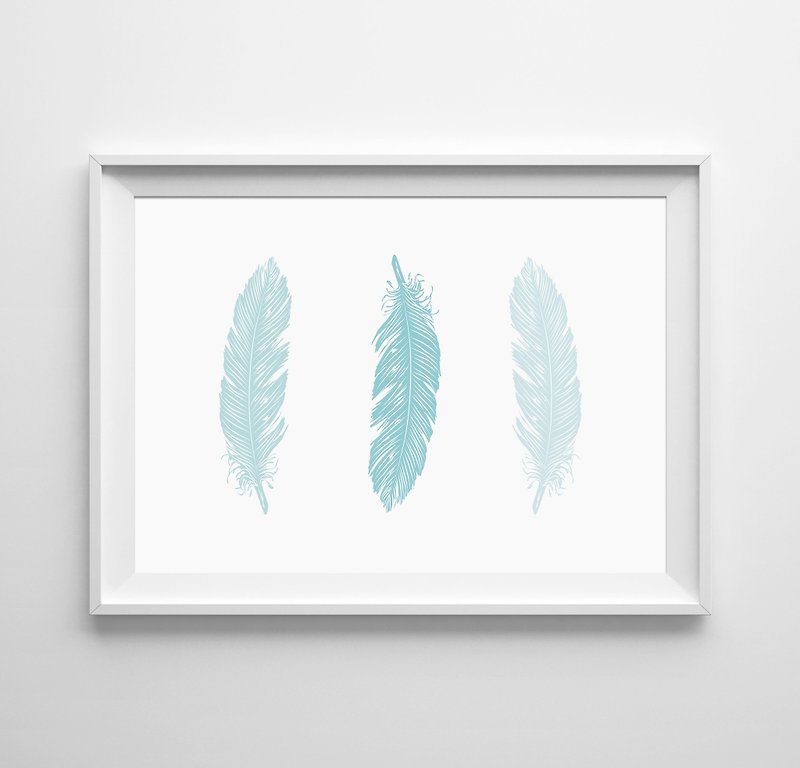 feathers (Teal) customizable posters - Wall Décor - Paper 
