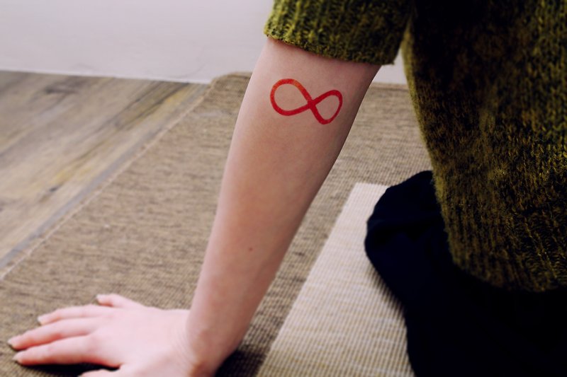 Deerhorn design / 鹿角 刺青 紋身貼紙 玫瑰花 手寫字  無限大 - 紋身貼紙 - 紙 紅色
