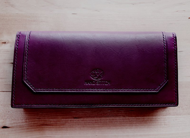 Suiren Square 紫色對摺長夾 - 長短皮夾/錢包 - 真皮 