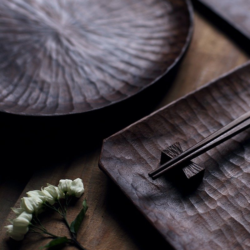 {String•Life Utensils} Black walnut octagonal plate tea tray hand-made woodware - จานเล็ก - ไม้ 