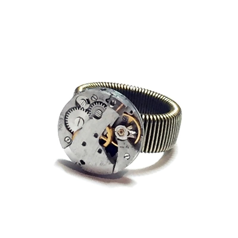 1960 Movement Steampunk Ring round - General Rings - Other Metals Gray