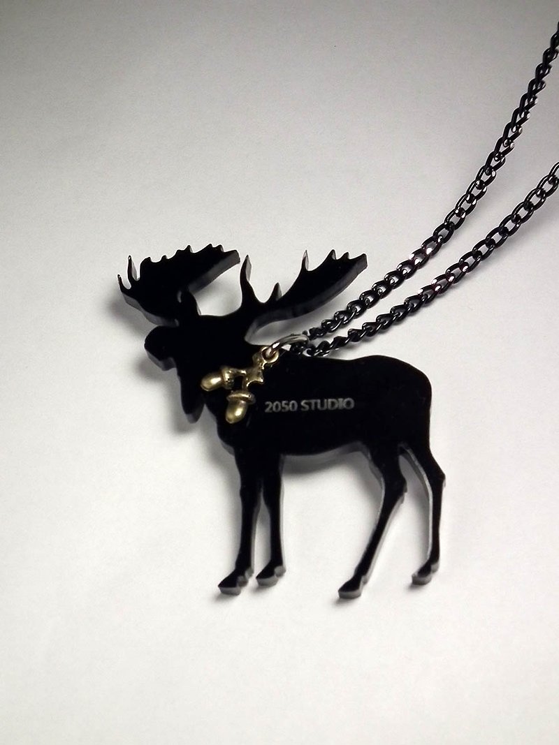 Lectra Duck▲Happy Deer (Elk)▲Necklace/Key Ring - Necklaces - Plastic Black