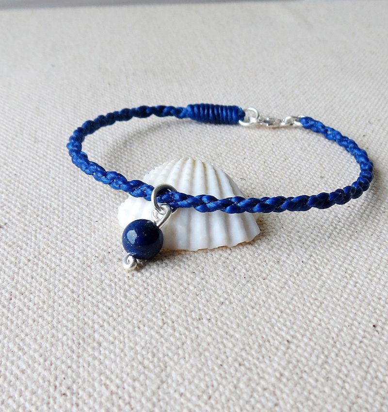 [Opium poppy ﹞ ﹝ love ‧] silver chain**fashion "Lucky Pledge" wax line silk lapis lazuli bracelet [9]****** four shares of series - Bracelets - Gemstone 
