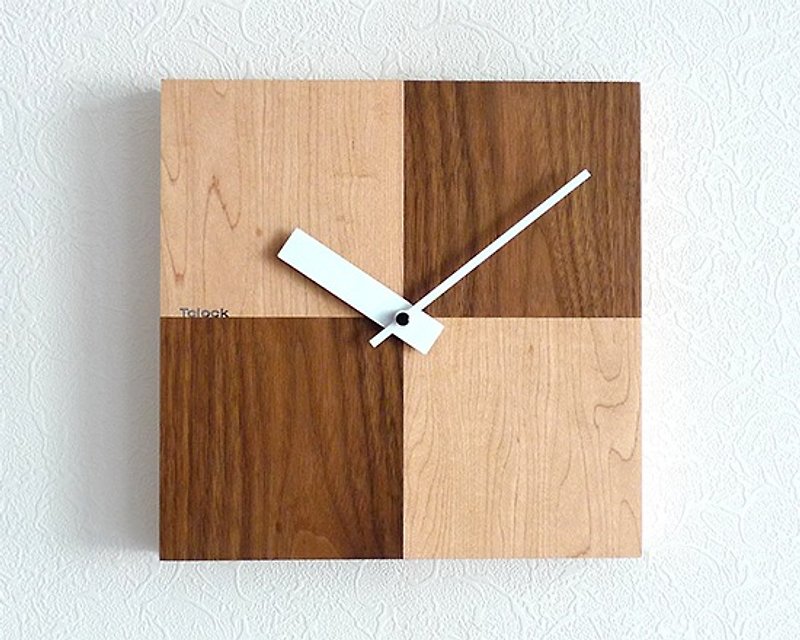 『無痕 Timeless』原木掛鐘 時計 時鐘 CHESS格拼系列 嚴選FAS頂級 美國黑胡桃木 加拿大硬楓木 實木製做 - 時鐘/鬧鐘 - 木頭 咖啡色