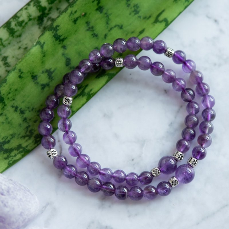 Amethyst series. wisdom. Amethyst 6mm double-layer bracelet. - Bracelets - Crystal Purple
