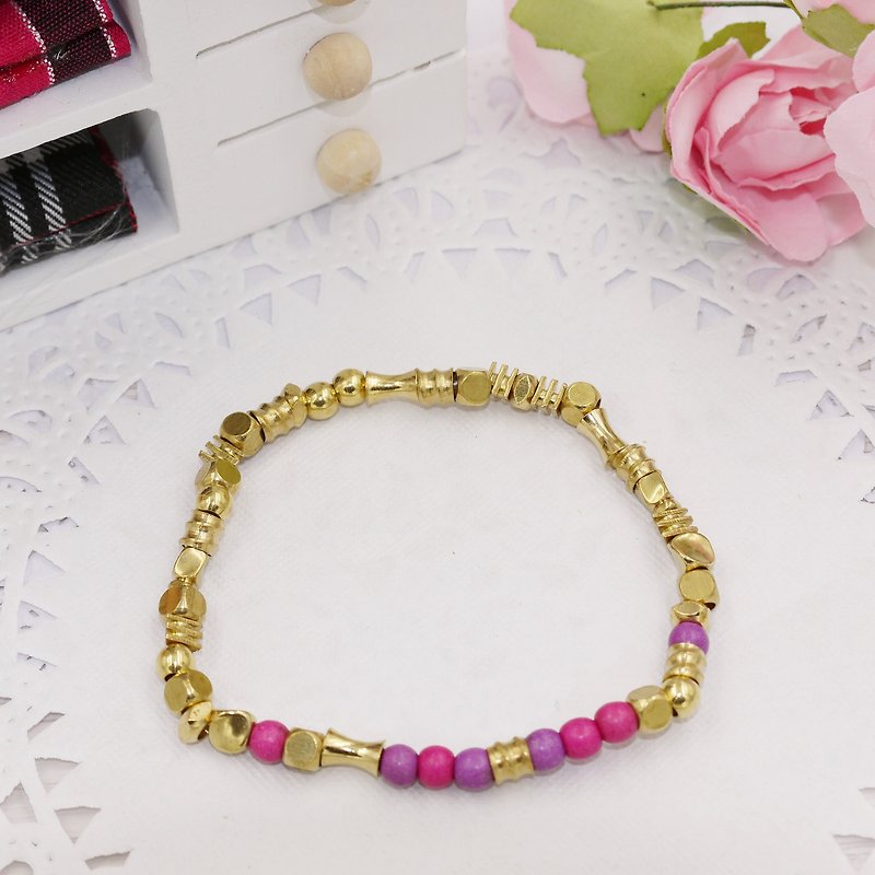 * Poof Princess sugar - classic pure brass stone beads bracelet 2 - Bracelets - Other Materials 