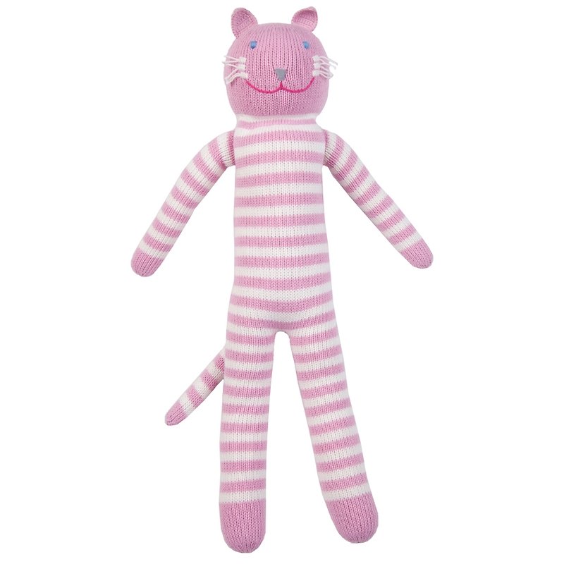 American Blabla Kids | Cotton Knitting Doll (Big Only) - Pink Striped Cat B21050030 - Stuffed Dolls & Figurines - Cotton & Hemp Pink
