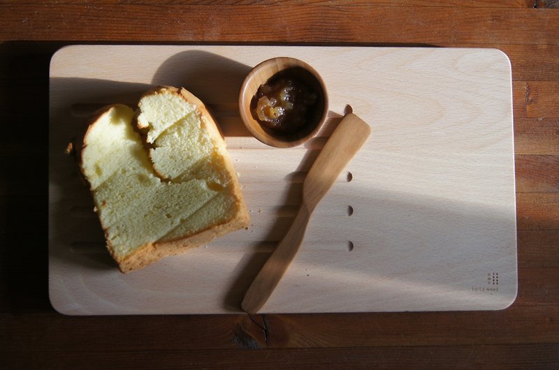 手作木餐板的早晨時光x寬溝款(提供烙印文字或數字,位置在正面右) - 廚具 - 木頭 黃色