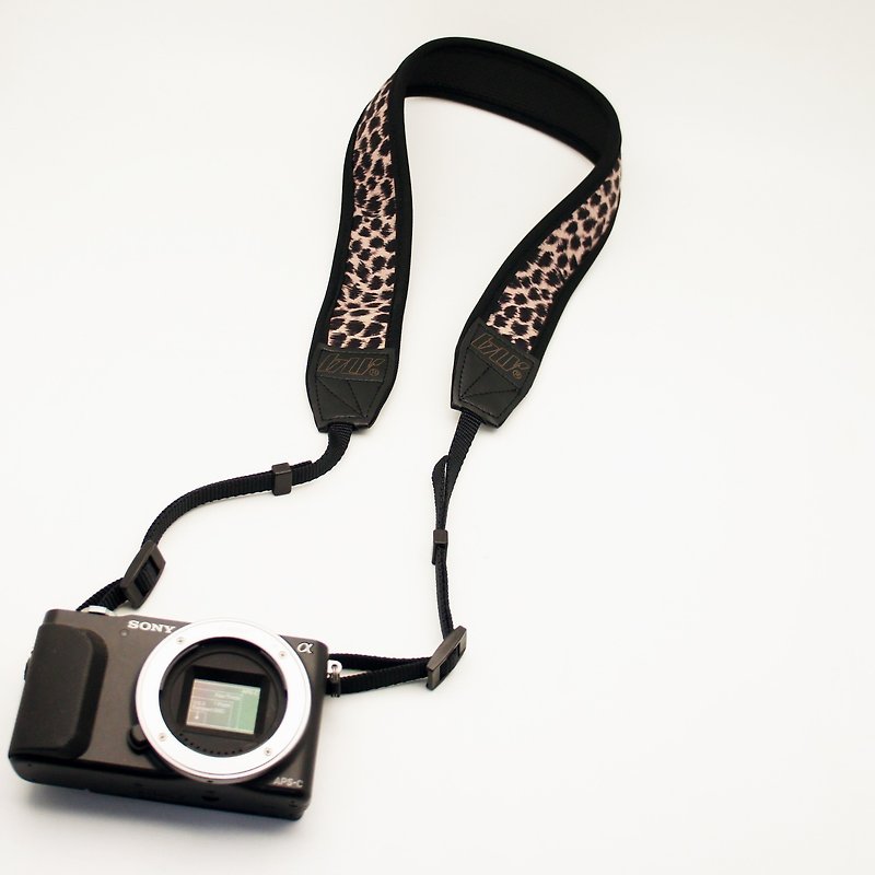 BLR 手工 減壓 相機背帶 潛水布 彈力材質 淺褐 豹紋 - 相機背帶 - 其他材質 咖啡色