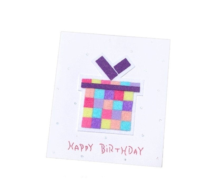 Handmade Card _ Mosaic Gift Box Birthday Card B ..... Birthday Card, Thank You Card - การ์ด/โปสการ์ด - กระดาษ หลากหลายสี